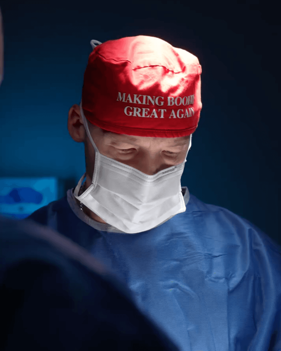 Dr. Jeffrey Lind with Make Boobies Great Again Cap